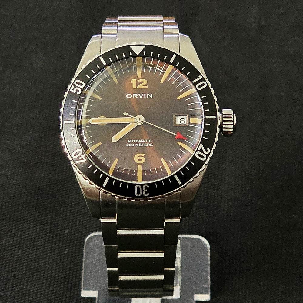 Orvin Field Diver Sunray Brown 24J Automatic 40mm Men's Watch Japan NWOT